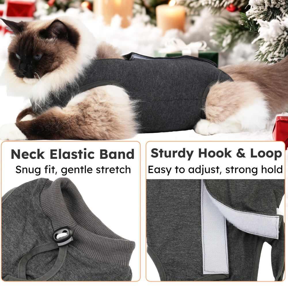 Hpetppy cat recovery suit litter-tray compatibility supports mobility during recovery.
