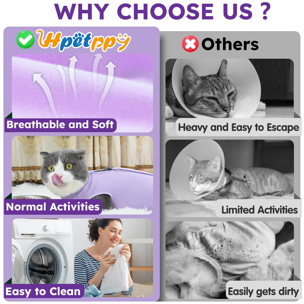 Hpetppy cat recovery suit washable and reusable for cost-effective care.