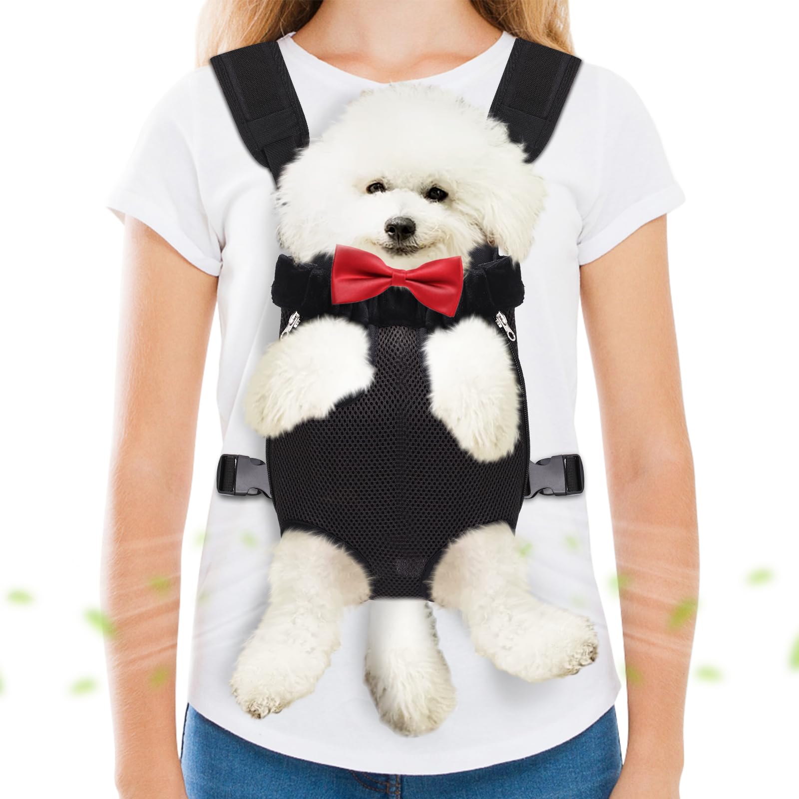 Hpetppy pet carrier backpack front view showing hands-free transport for small pets.