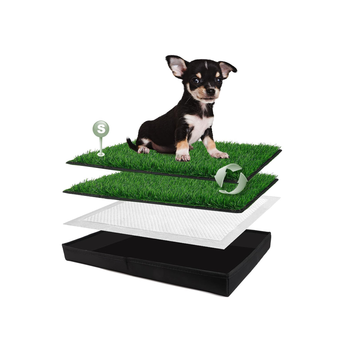 HQ4US 4LEGS dog grass pad foldable base enables easy balcony potty setup.