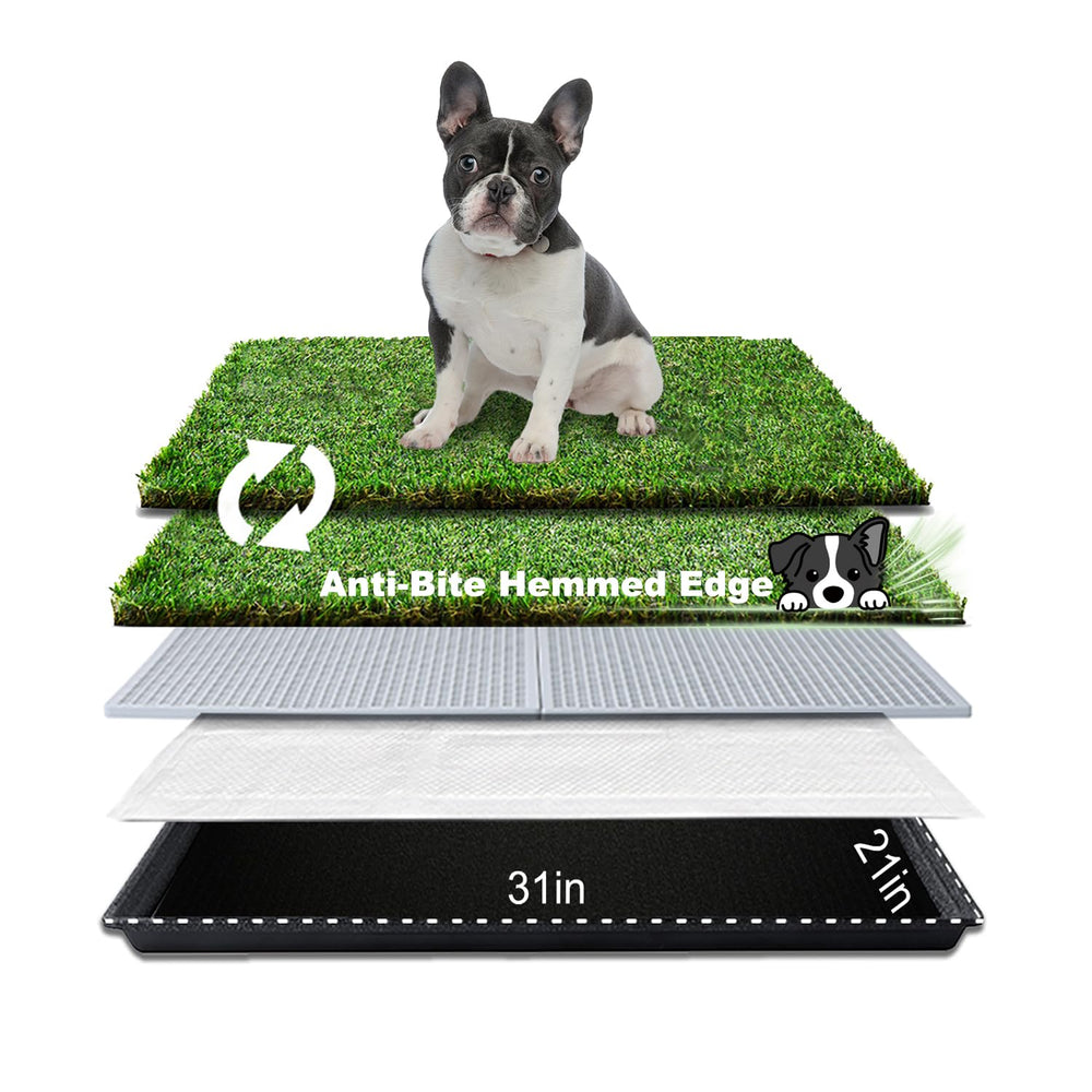 HQ4US 4LEGS dog grass pad tray front view for medium dogs, 31x21 inches