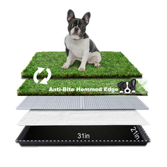 HQ4US 4LEGS dog grass pad tray front view for medium dogs, 31x21 inches