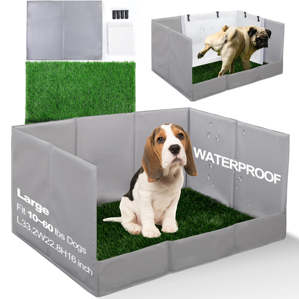 HQ4US 4LEGS dog grass pad with tray folded for quick setup and travel.
