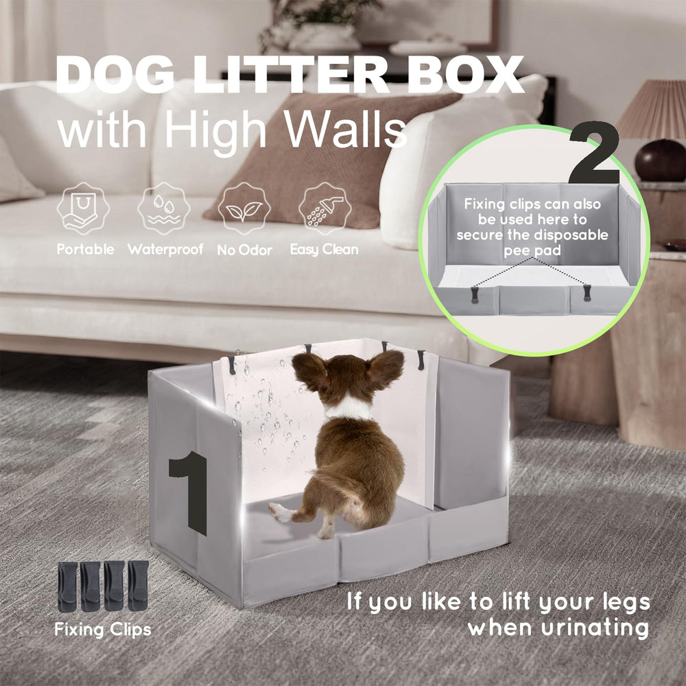 HQ4US 4LEGS indoor puppy potty with high walls reduces splash and mess.