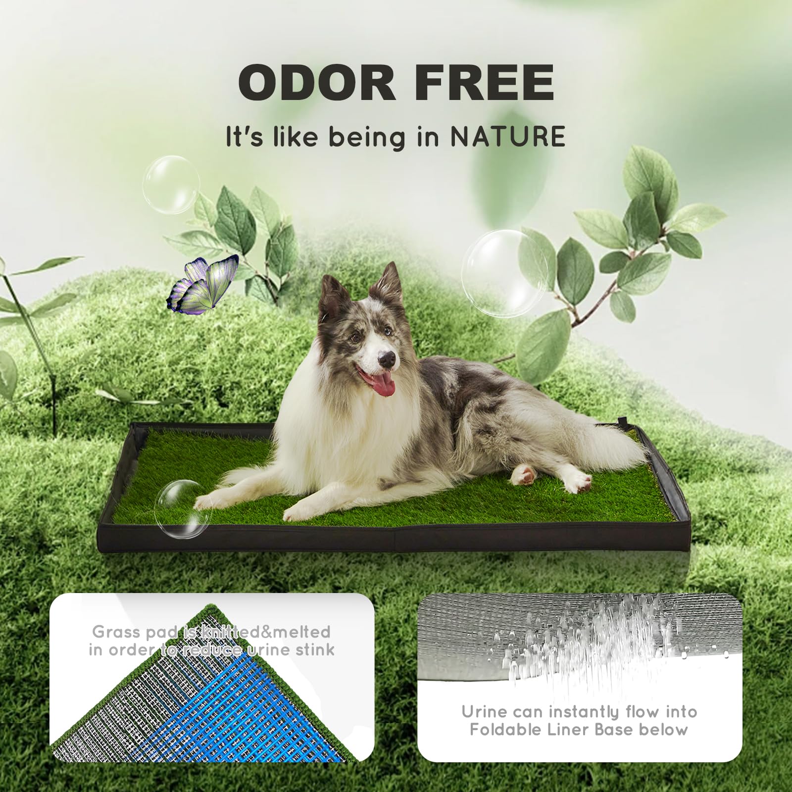 HQ4US 4LEGS machine-washable design simplifies cleaning of potty grass.