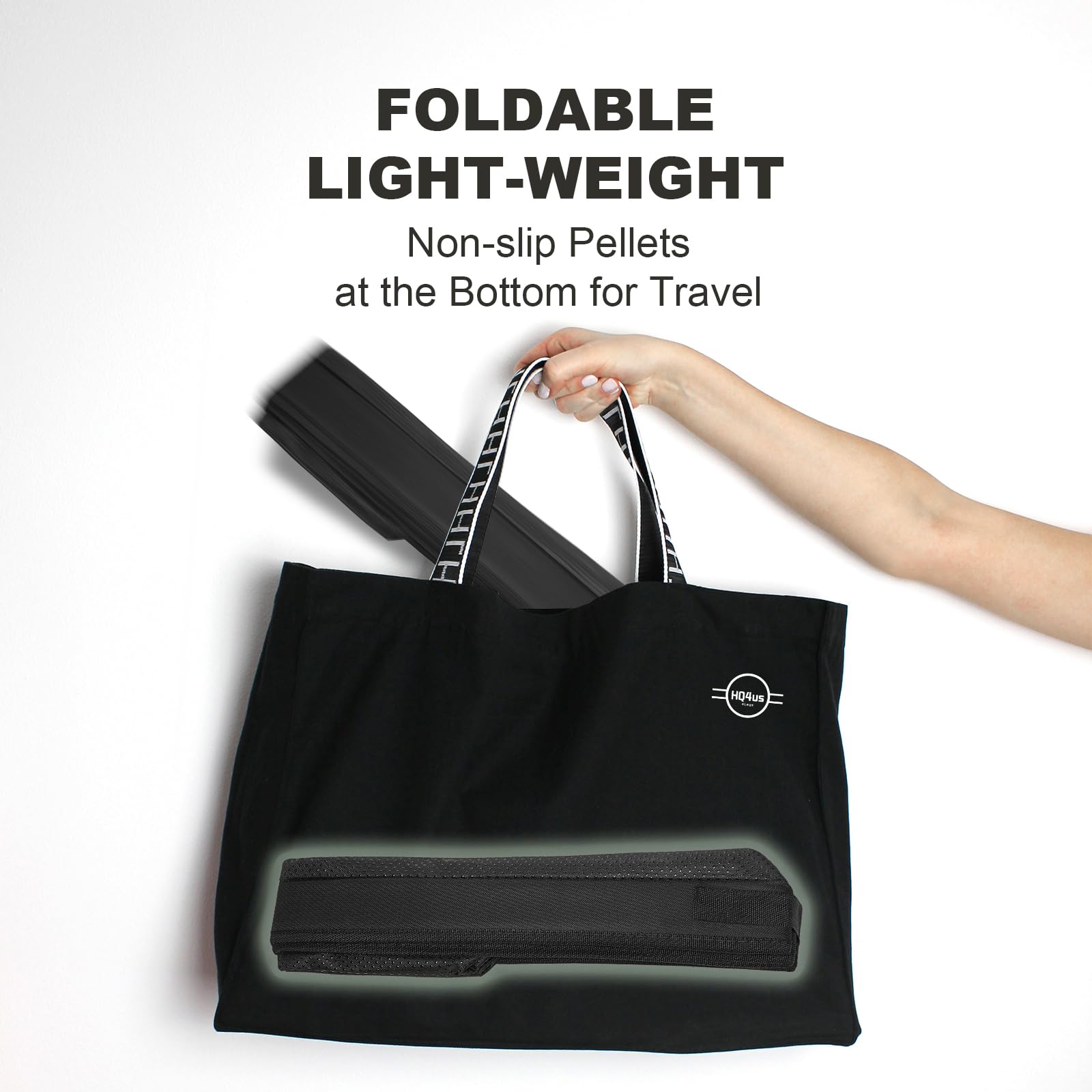 HQ4US 4LEGS portable liner base folds for light travel without assembly.