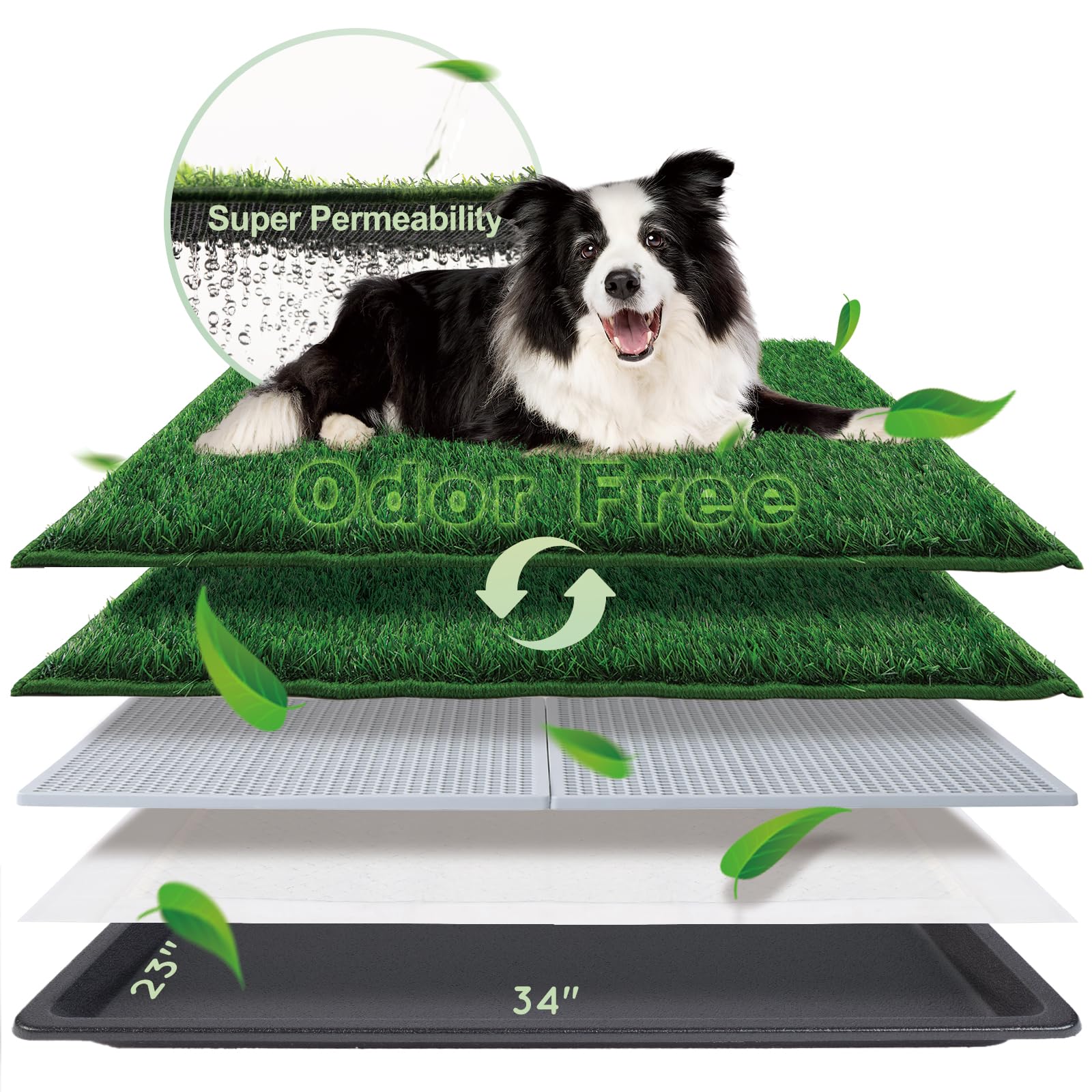 HQ4US 4LEGS large dog grass pad 34x23 inches for spacious indoor potty
