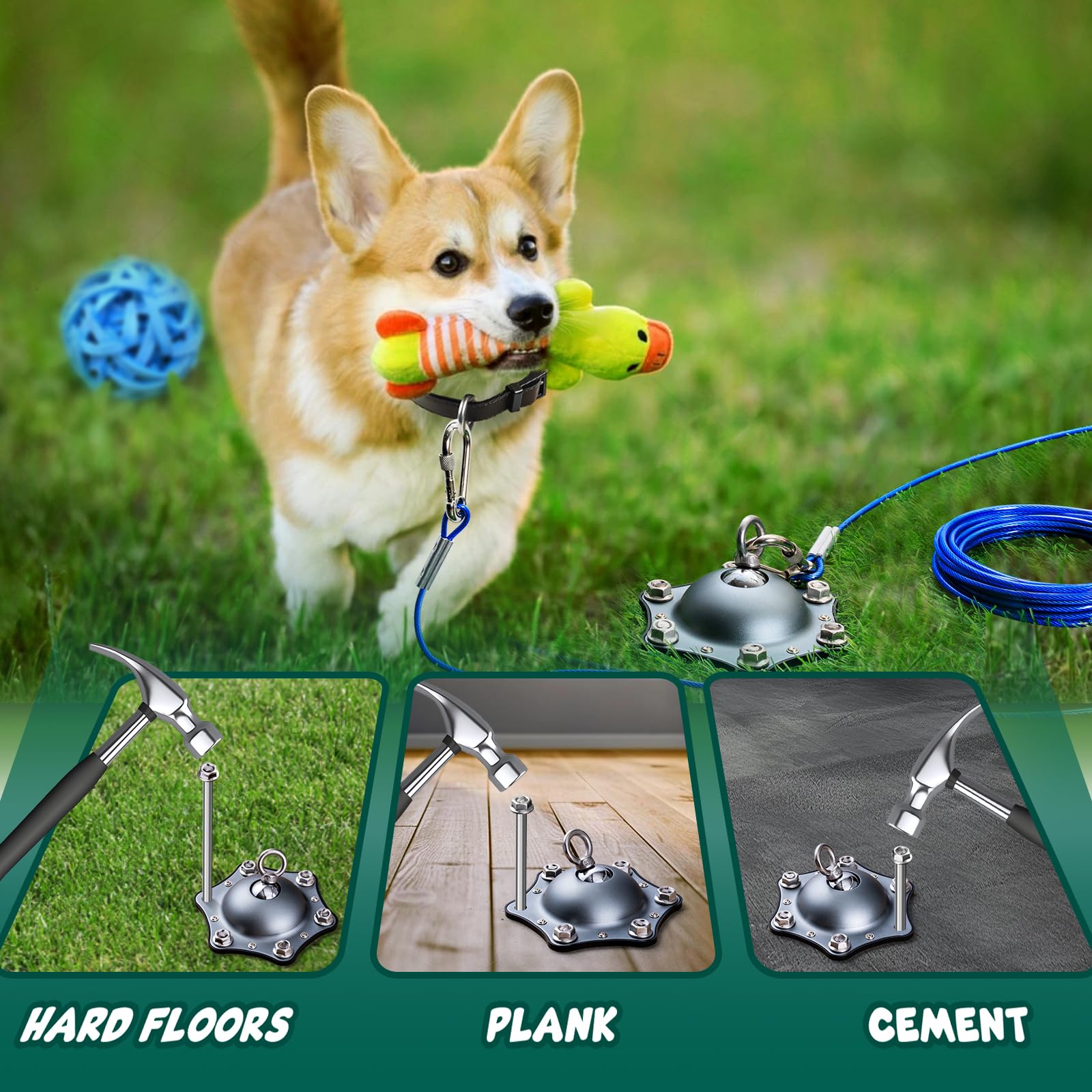 HQQNUO outdoor dog runner setup for yard and camping