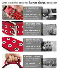 HQSHNY red large dog collar with handle ready for training and control during walks