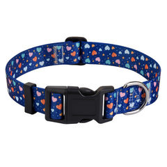 HQYDDMI dog collar Love Blue XS closeup pattern for comfortable daily wear