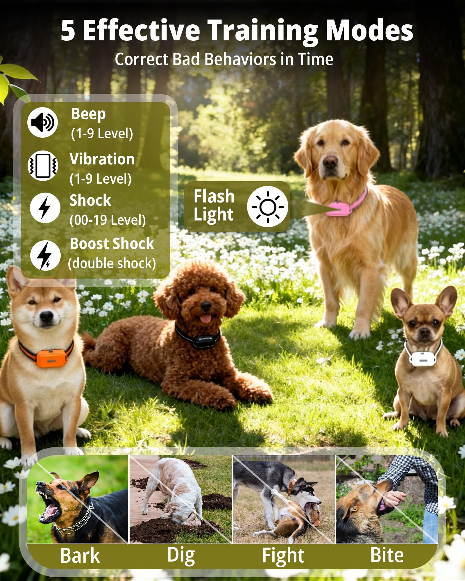 HRRVEE shock collar remote four-channel use on multiple dogs