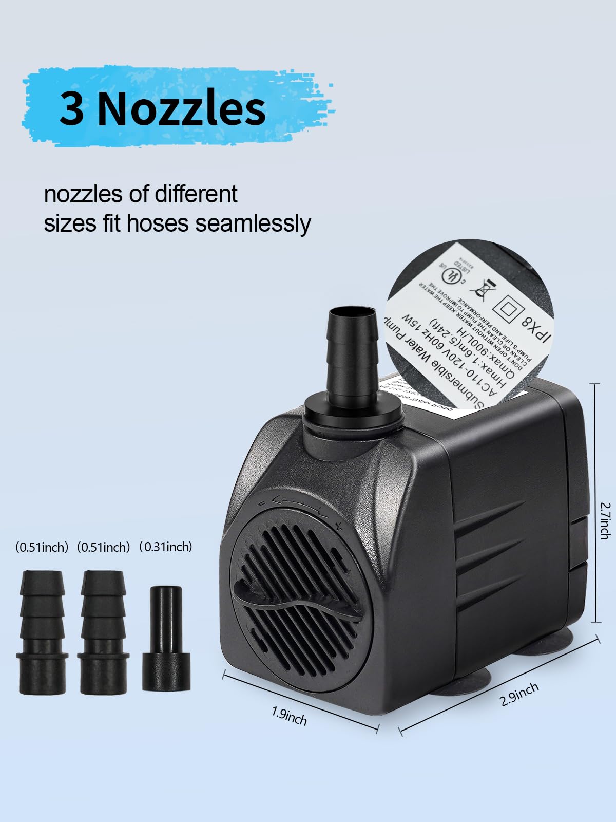 Hsbao ultra-quiet pump operates whisper-quiet for peaceful ponds and aquariums.