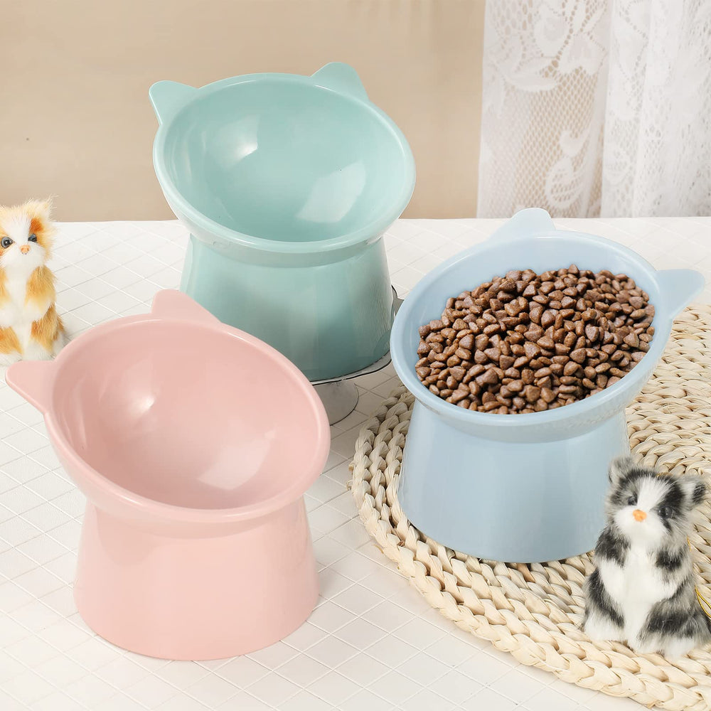 Hsei raised cat bowls green tilt for easy access at meals