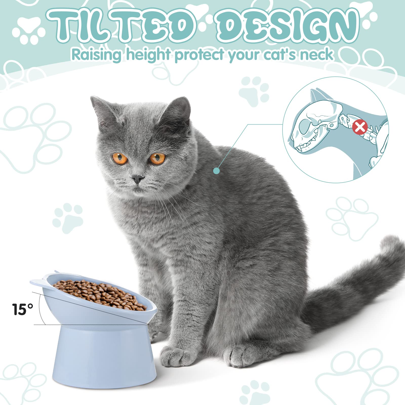 Hsei durable lightweight plastic cat bowls for easy cleaning