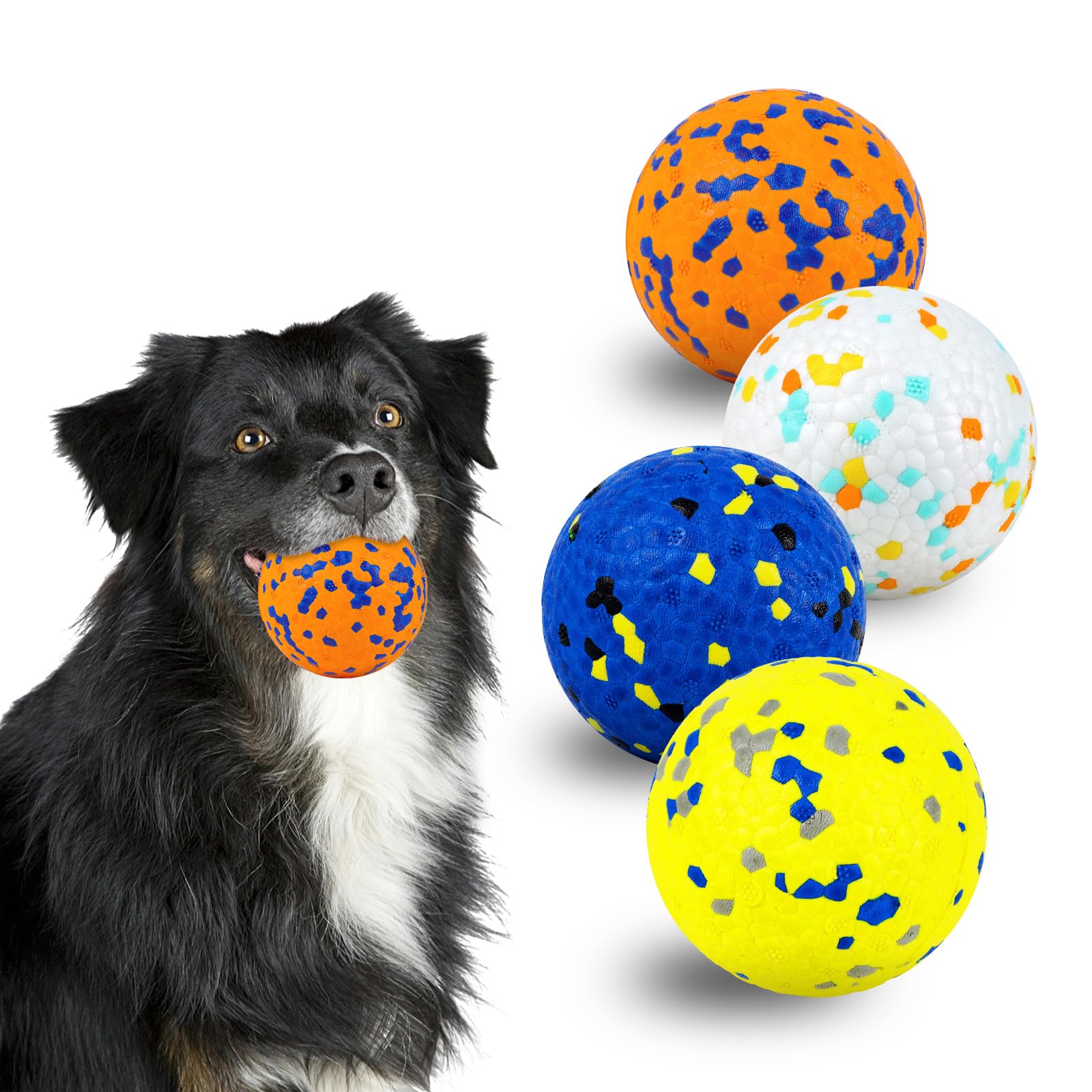 HSIGIO dog balls 3in closeup show durable chew for aggressive chewers