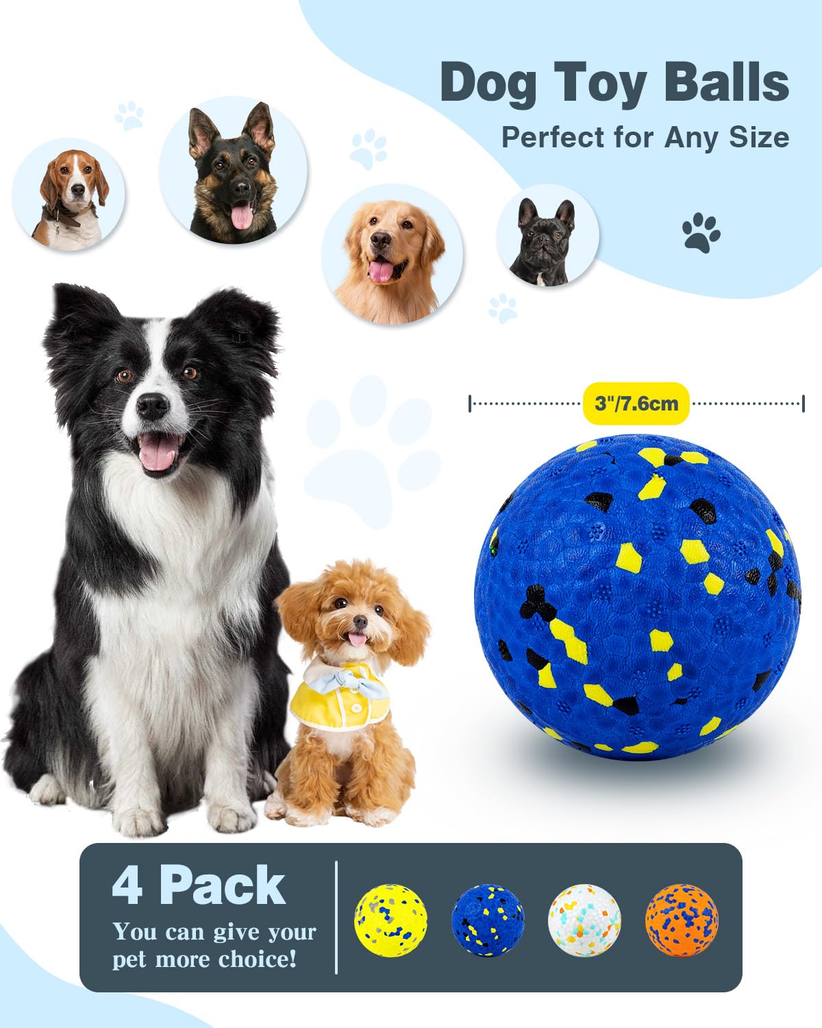 HSIGIO dog balls textured surface promotes teeth cleaning and gum massage