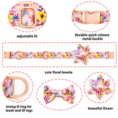 HSIGIO bow tie elastic-band keeps floral accessory secure during walks.