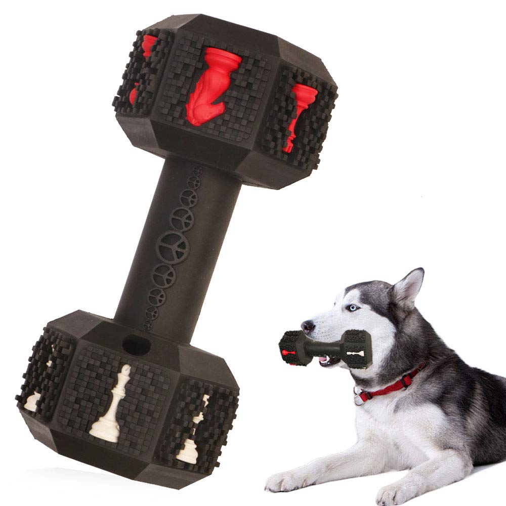 Hswaye dog chew toy dumbbell front view promises durable chewing for tough chewers.