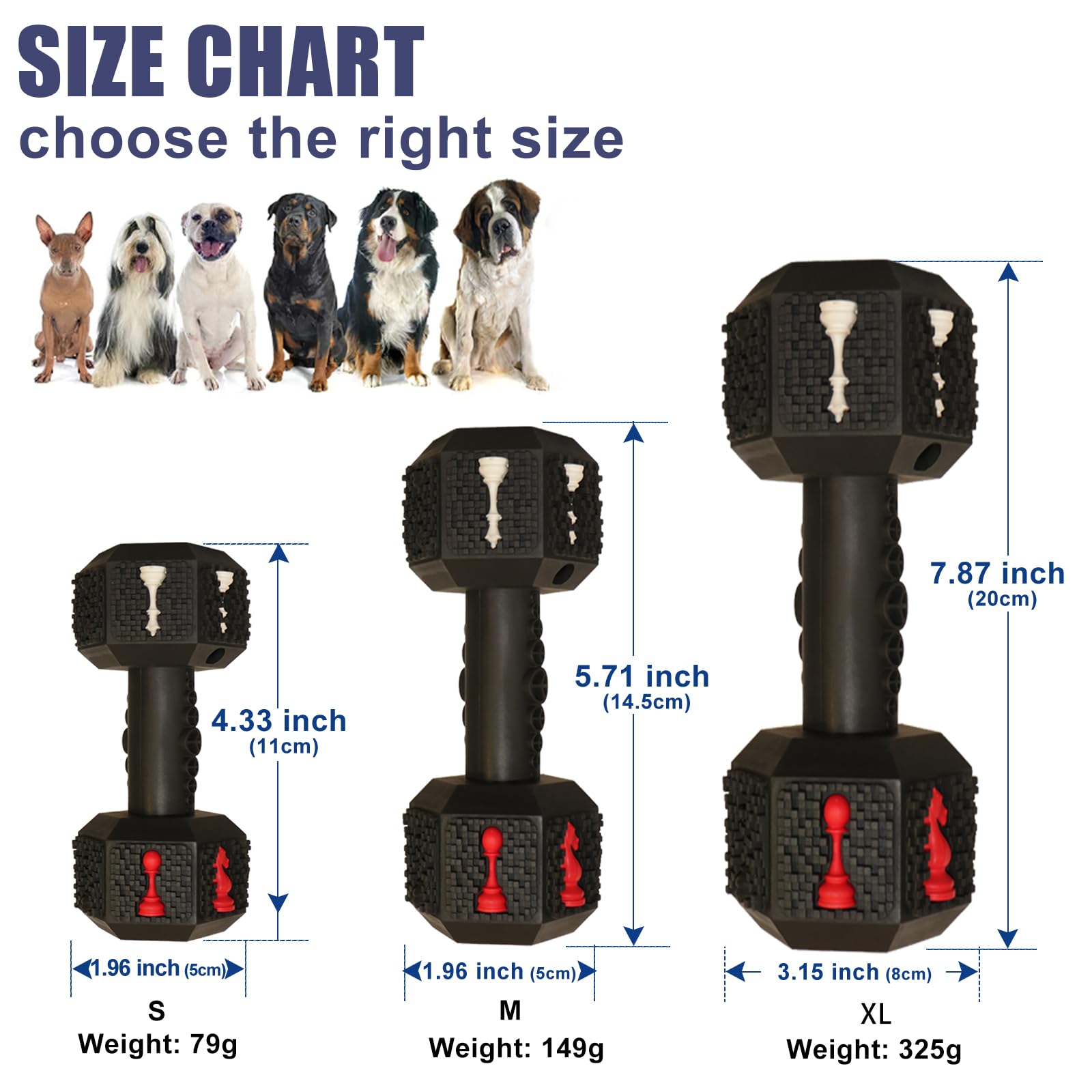 Hswaye dog chew toy dumbbell side view highlights tough construction for aggressive chewers.