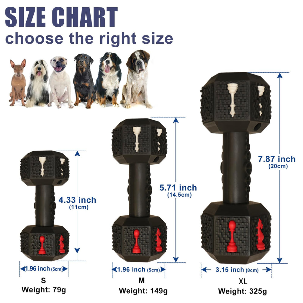 Hswaye dog chew toy dumbbell side view highlights tough construction for aggressive chewers.