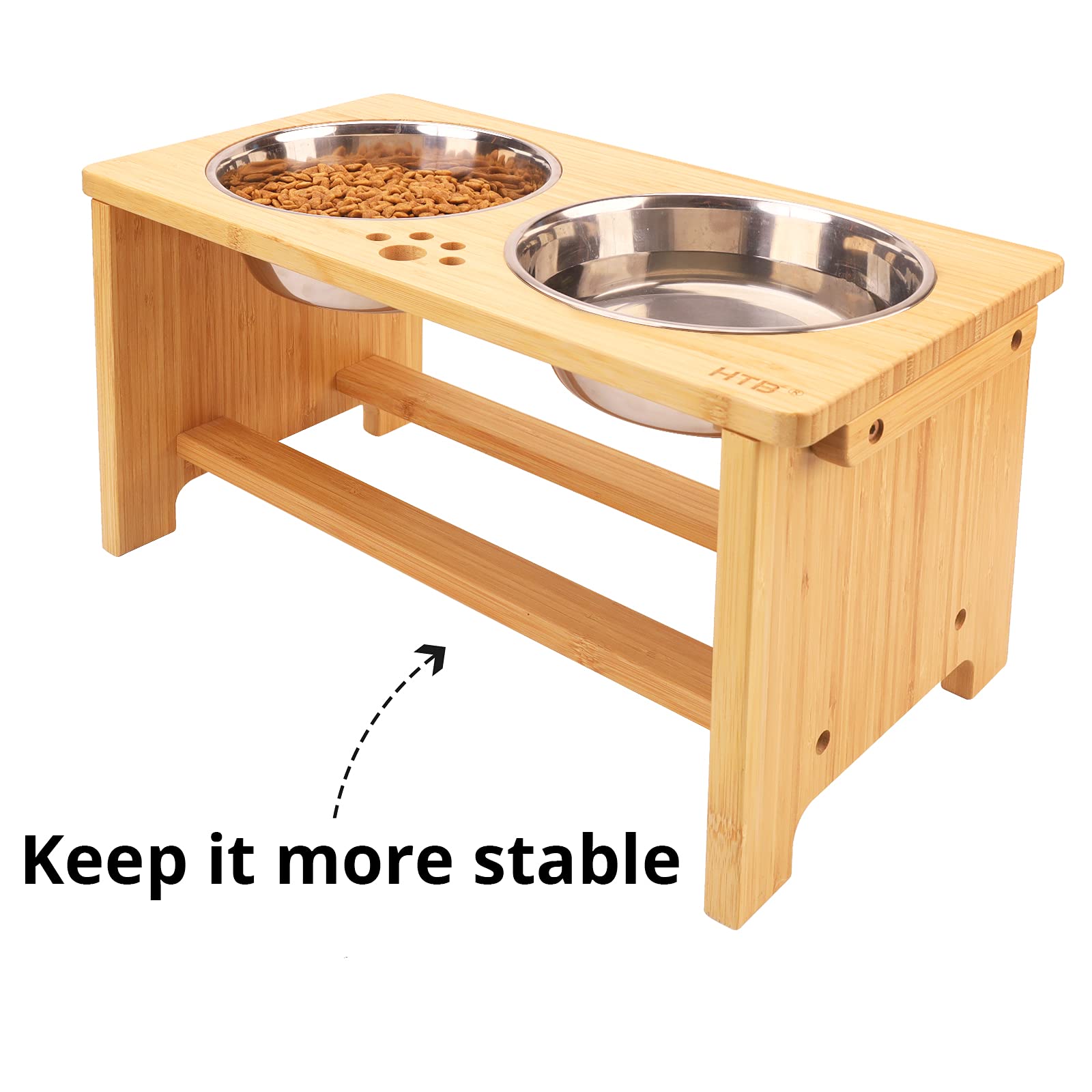 HTB Elevated Dog Bowls anti-slip pads view keeps bowls stable and quiet.