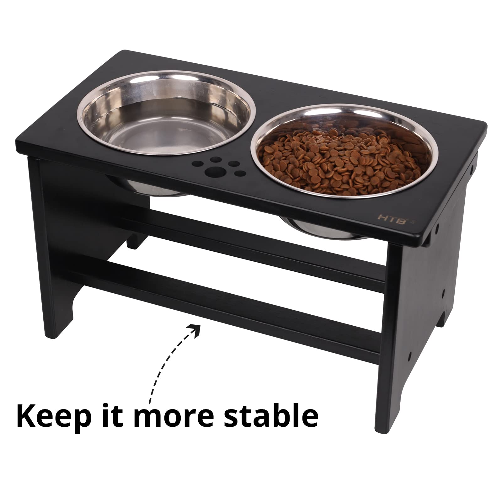 HTB elevated dog bowls anti-slip pads keep bowls steady and quiet
