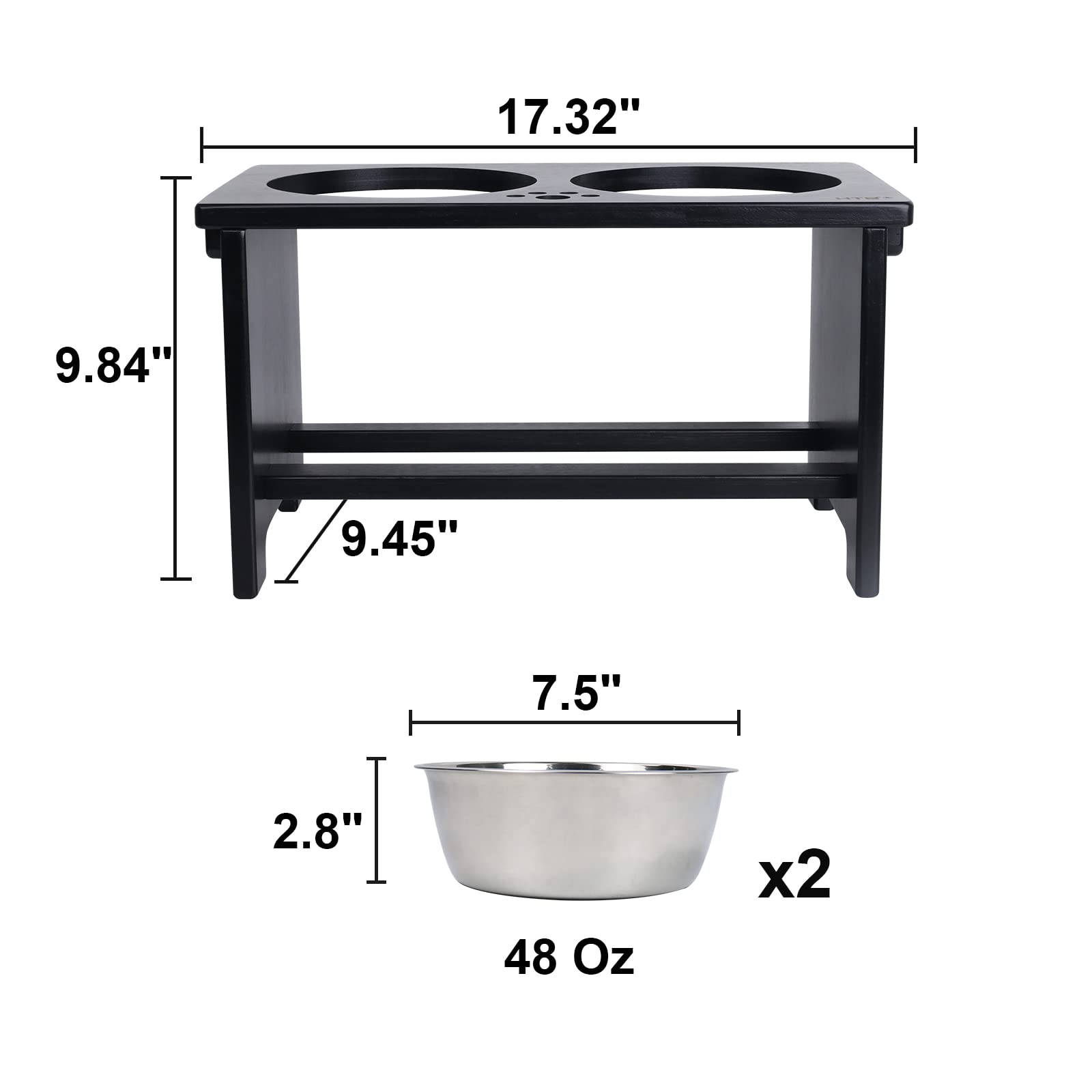 HTB elevated dog bowls bamboo stand highlights durable smooth finish