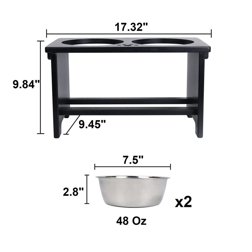 HTB elevated dog bowls bamboo stand highlights durable smooth finish