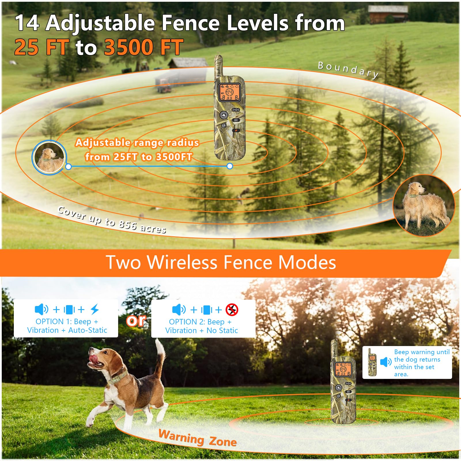 HTCUTO dog collar waterproof close-up for safe outdoor training