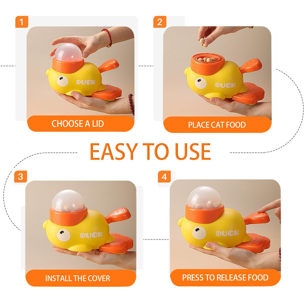 HUAYUANDA Duck Feeder with pets—engaging mealtime fun.