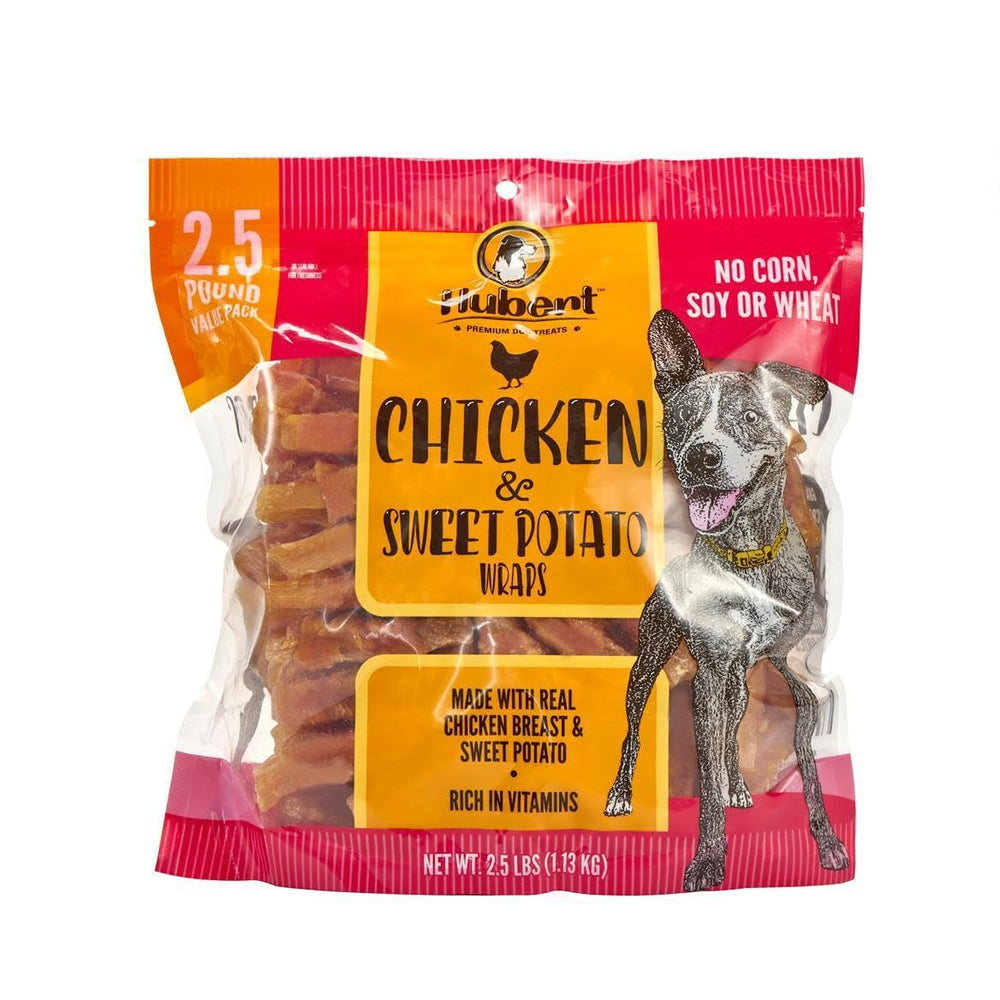 Hubert Premium Dog Treats bag closeup showcases premium packaging and natural ingredients.