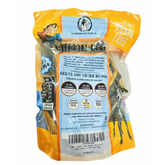 Hubert Premium Dog Treats salmon skin rolls close-up shows crunchy texture ideal for teeth cleaning.