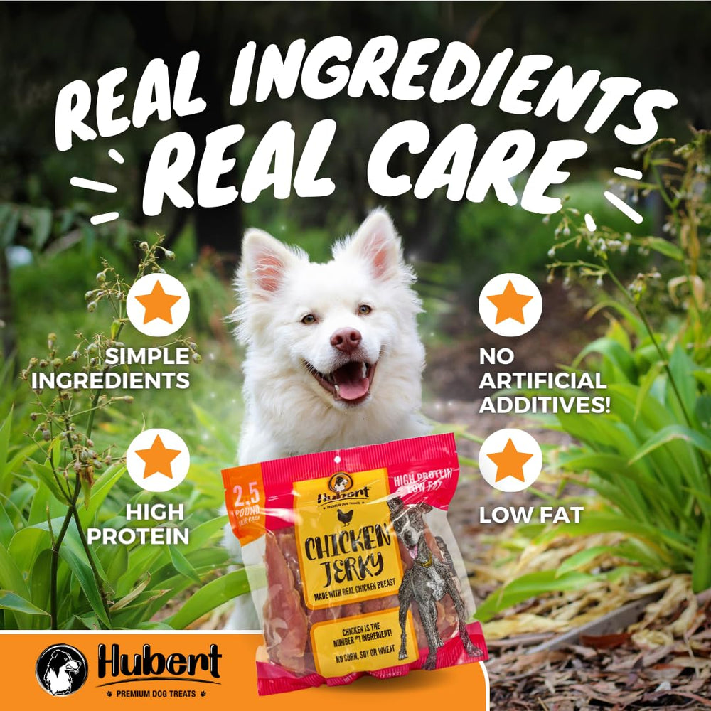 Dog sniffing Hubert Premium Duck and Sweet Potato Wraps to reveal texture for easy rewards.