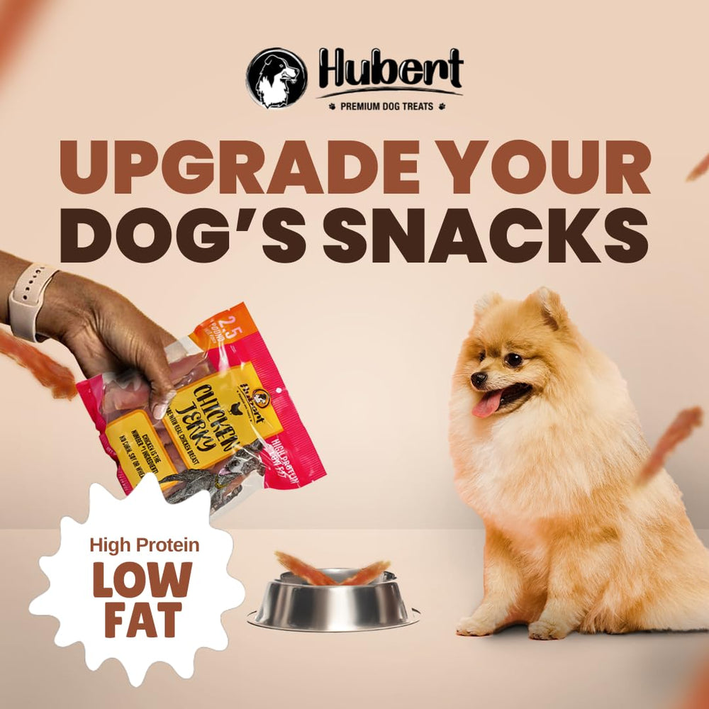 Large dog enjoys Hubert Premium Duck and Sweet Potato Wraps outdoors during training breaks.