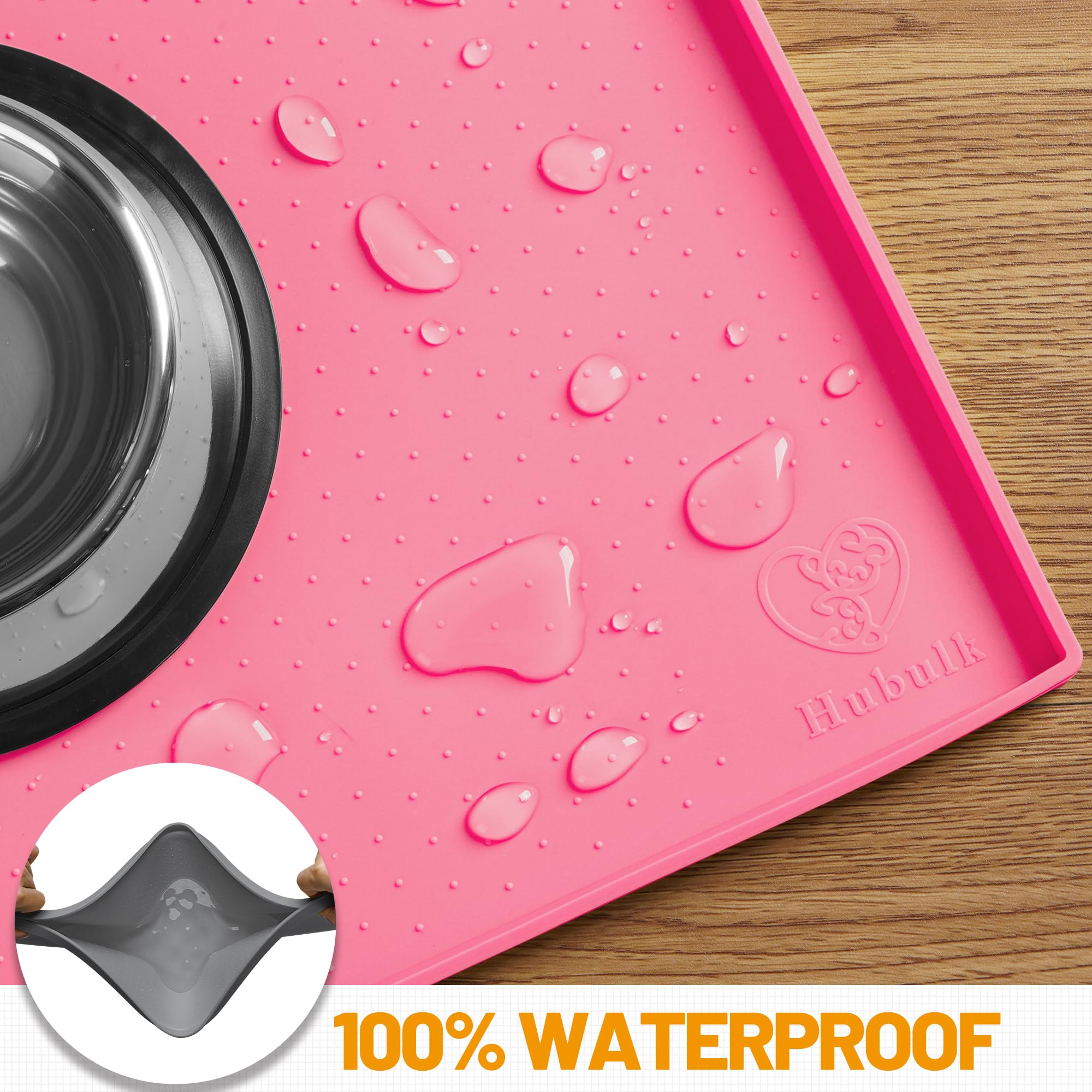 Hubulk dishwasher-safe dog mat simplifies cleanup after meals.