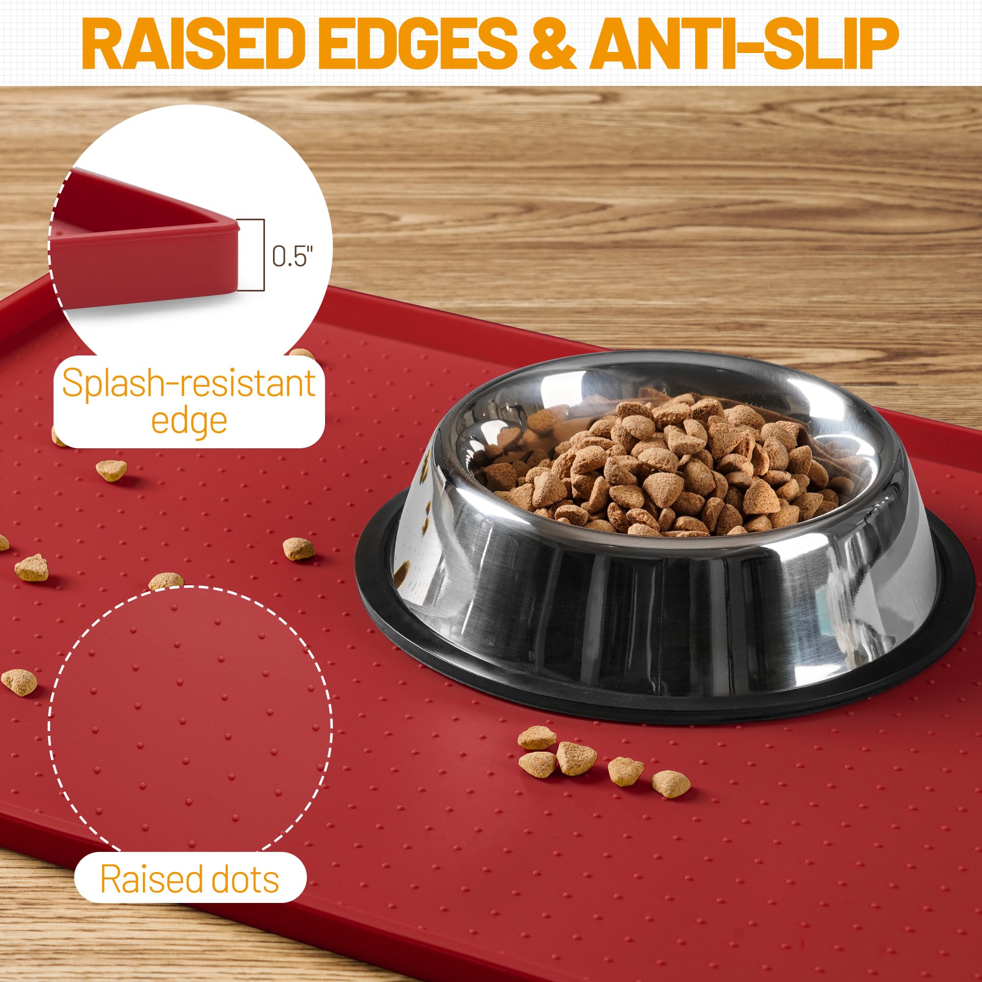 Hubulk feeding mat anti-slip surface keeps bowls steady.