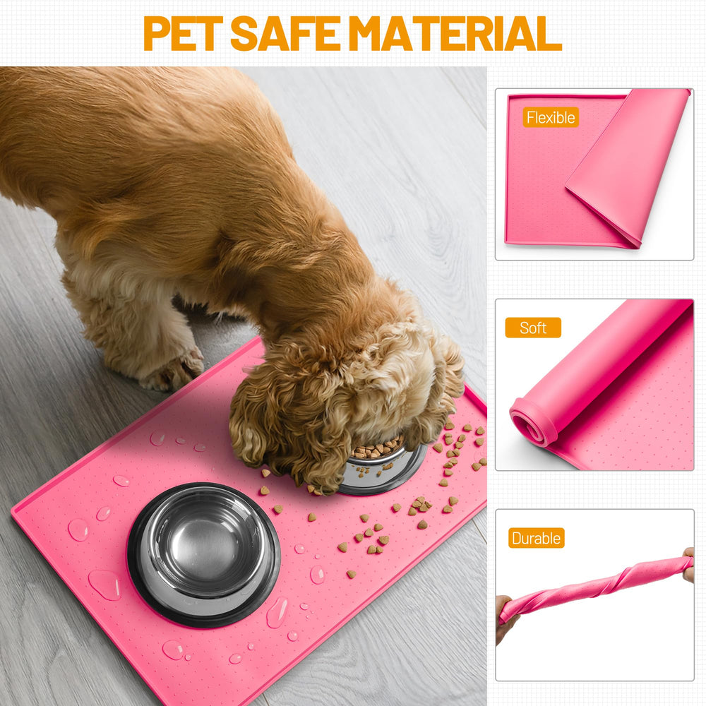 Hubulk dog feeding mat anti-slip surface stops bowls from sliding.