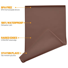 Hubulk dog feeding mat edge lip keeps bowls contained and floors clean.