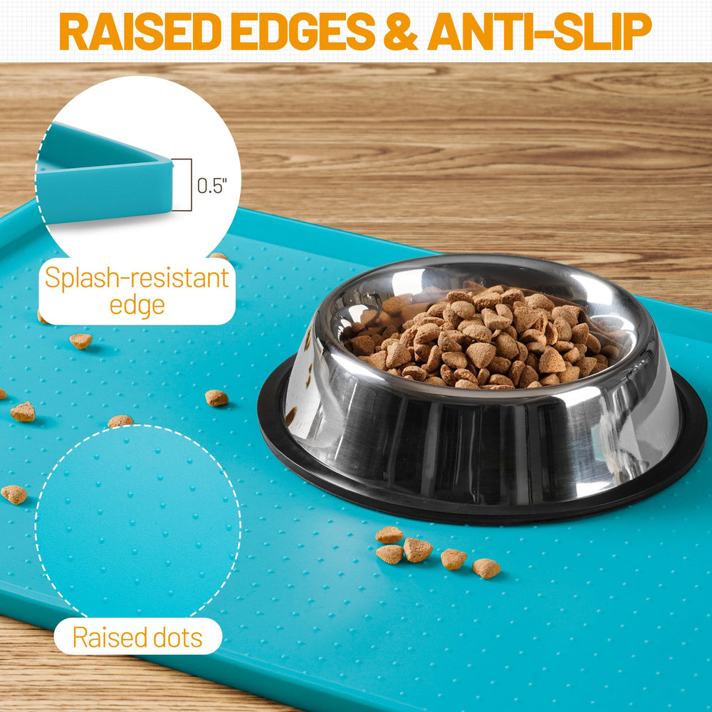 Hubulk dog-feeding-mat-half-inch-lip contains spills and messes.