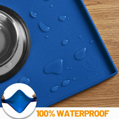 Hubulk dog feeding mat navy dishwasher-safe for easy cleanup after meals.
