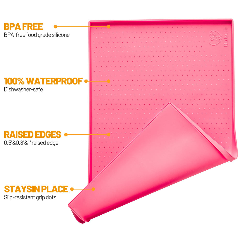 Hubulk dog feeding mat raised edge prevents messes during meals.