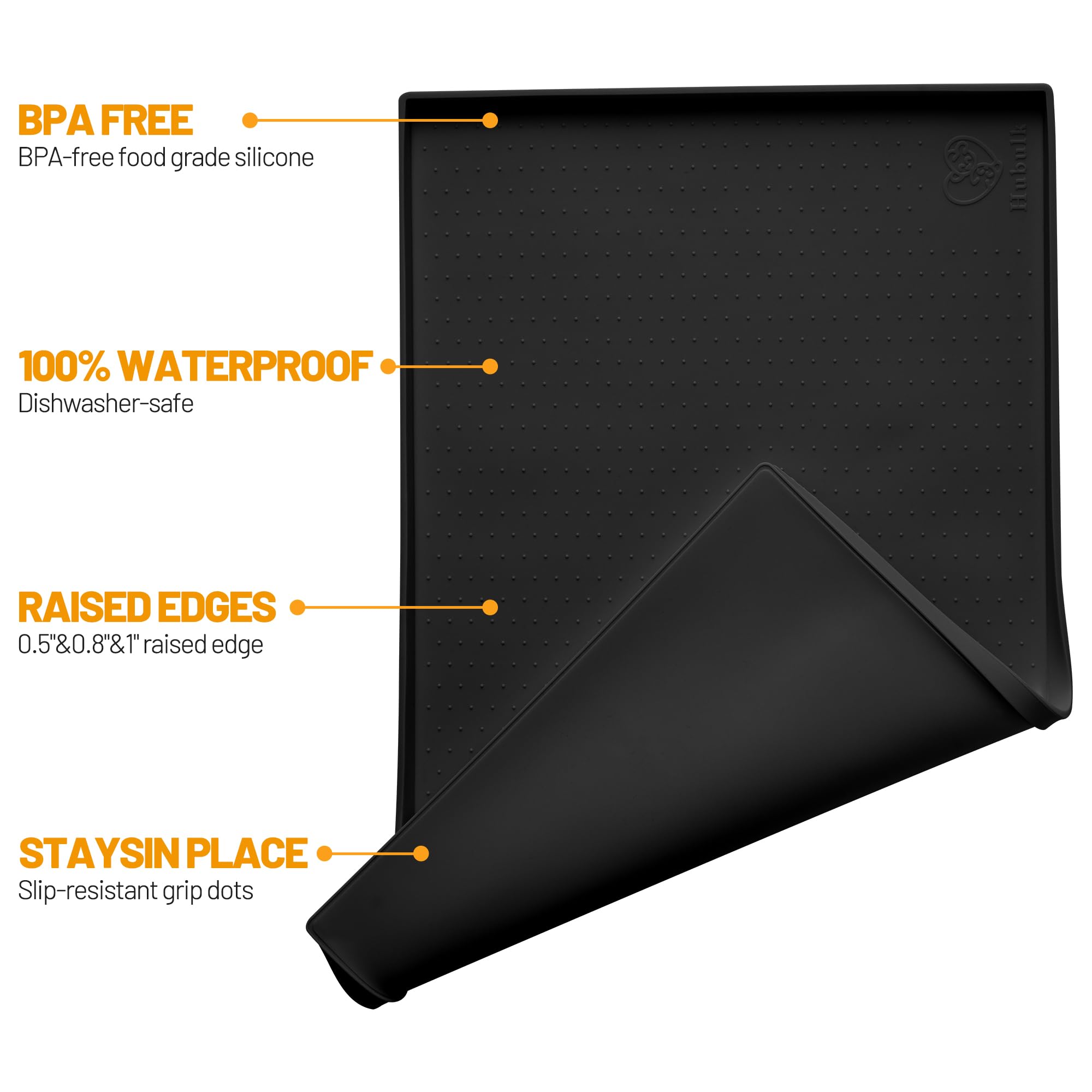 Hubulk dog feeding mat raised edge highlights containment for mess-free mealtime