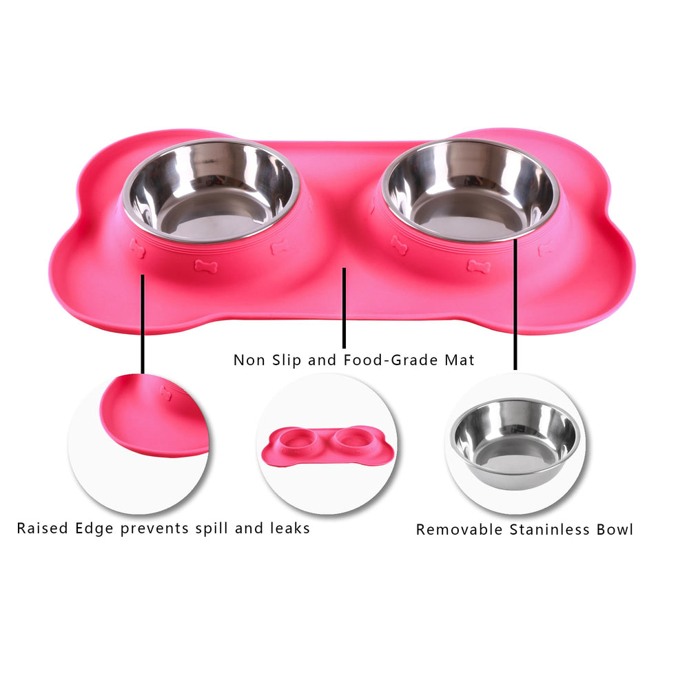 Hubulk Pet Bowls double bowls for feeding water and food with separate basins