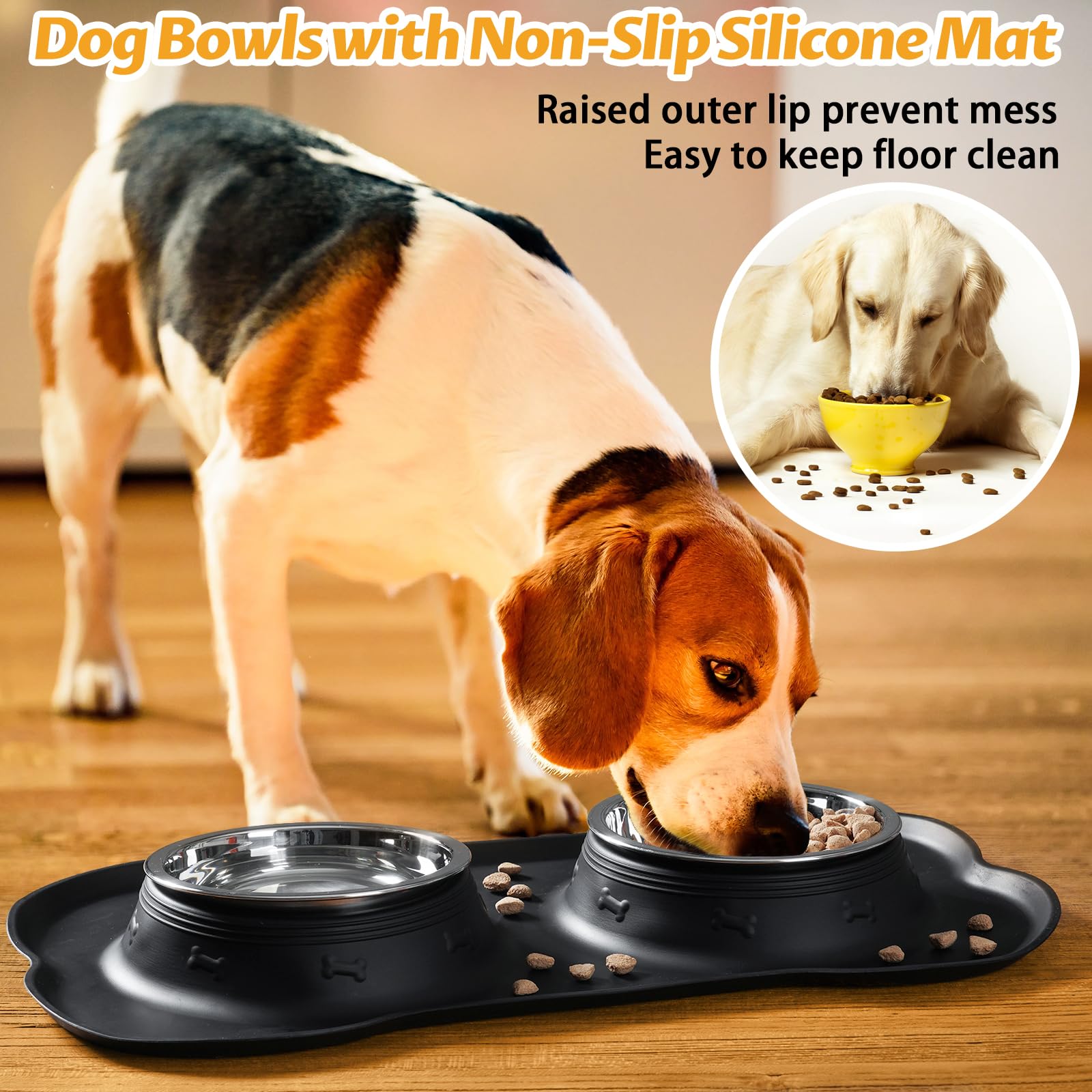 Hubulk XL-capacity bowls hold up to 50.8 oz for larger dogs.