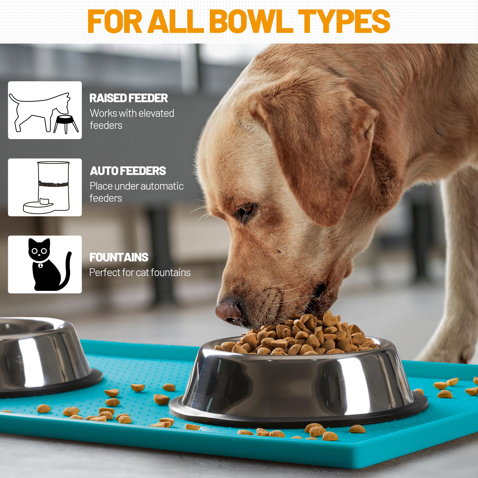 Hubulk silicone-dog-mat-bowl-protection shields floors from drips.