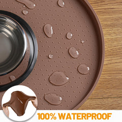 Hubulk waterproof silicone pet feeding mat sits under bowls and fountains.