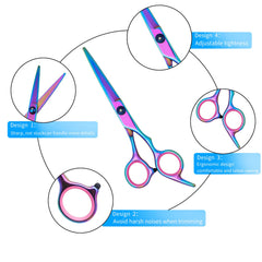 Hucholite pet grooming 7-inch curved scissor safe around paws and face for detail work.