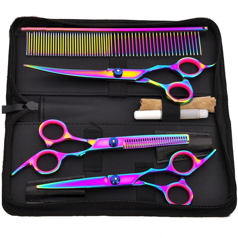 Hucholite professional barber kit curved 7-inch scissor with sharp edge for precise pet grooming.
