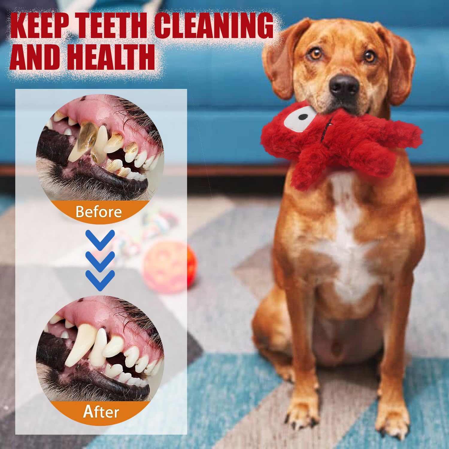 HUGEME dog toy red cuddle-session image conveys comforting moments between play and rest.