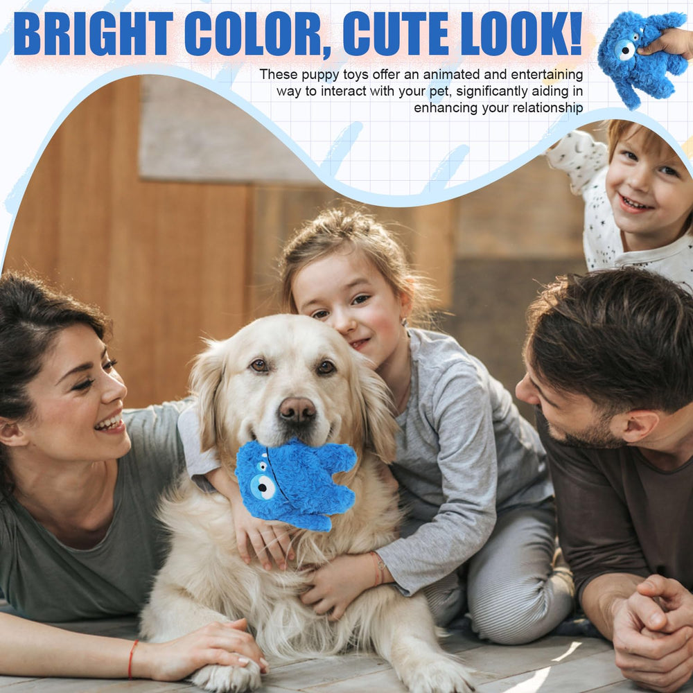 HUGEME Plush Squeaky Toy blue machine-washable care for tidy toys.